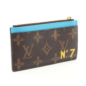Louis Vuitton Monogram Brown Blue Holder Coin Leather Card